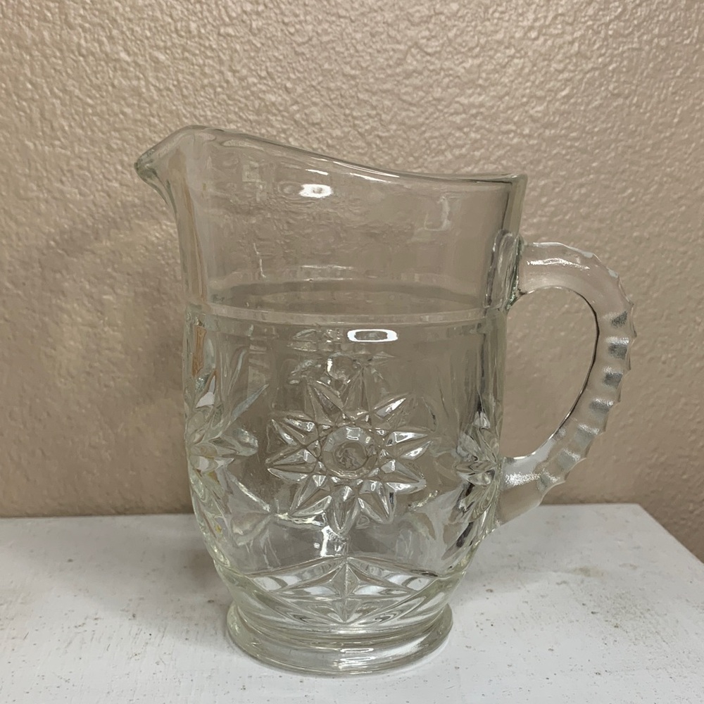 VINTAGE Star of David Small Glass Pitcher with Handle and Spout - Picture 3 of 5